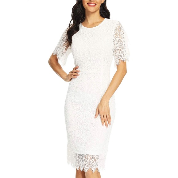 White lace cocktail dress - Picture 4 of 6